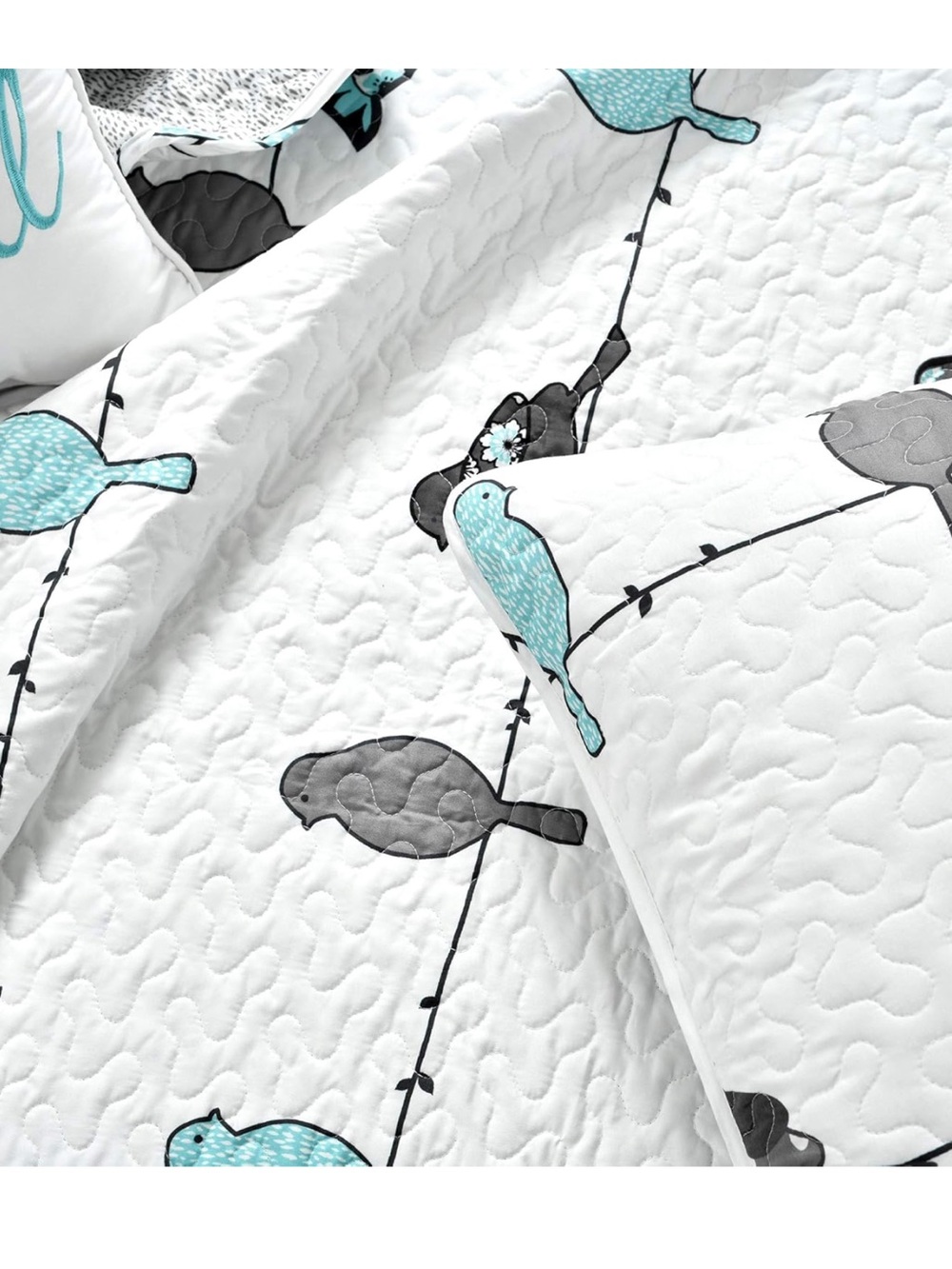 Lush Decor Rowley Birds Quilt 7 piece set, Full/Queen, Reversible - Picture 3 of 5
